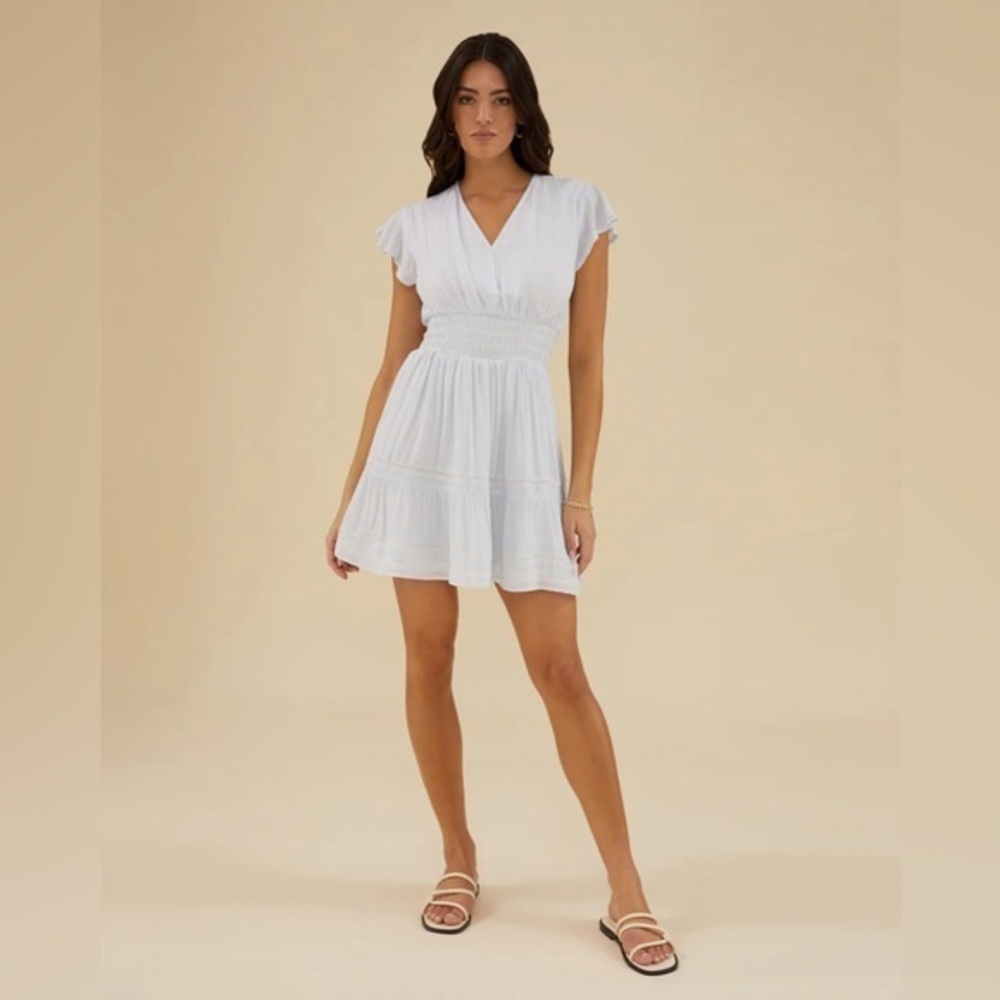 Rachel Parcell Flutter Sleeve Smocked Mini Dress